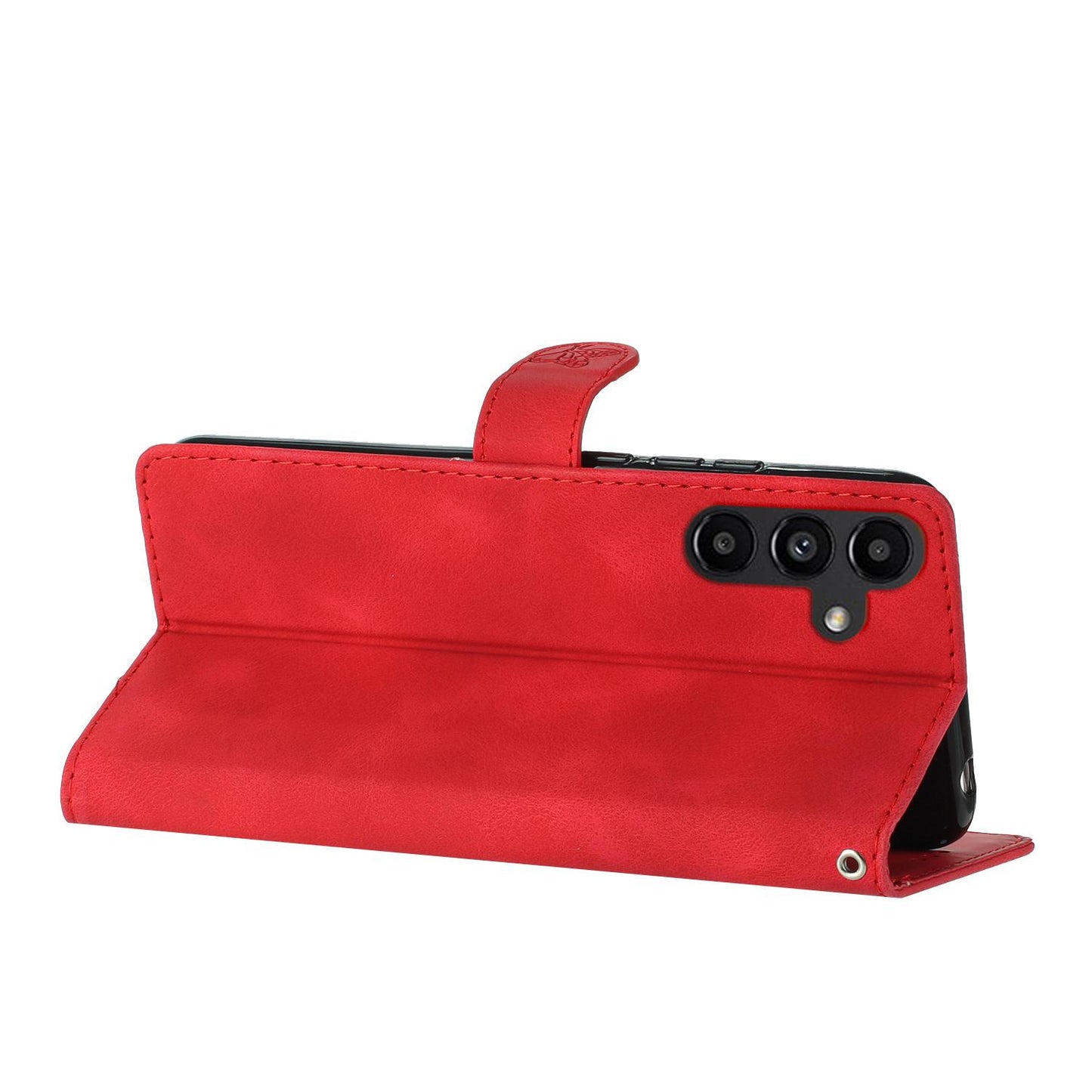 For Redmi K90 Pro Max/Poco F8 Ultra Flower Butterfly Embossing Pattern Leather Phone Case(Red)