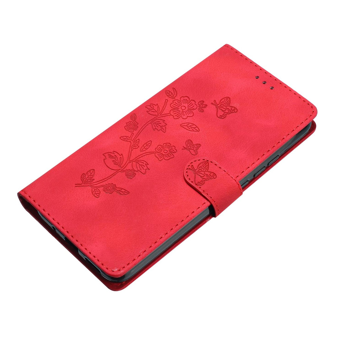 For Redmi K90 Pro Max/Poco F8 Ultra Flower Butterfly Embossing Pattern Leather Phone Case(Red)