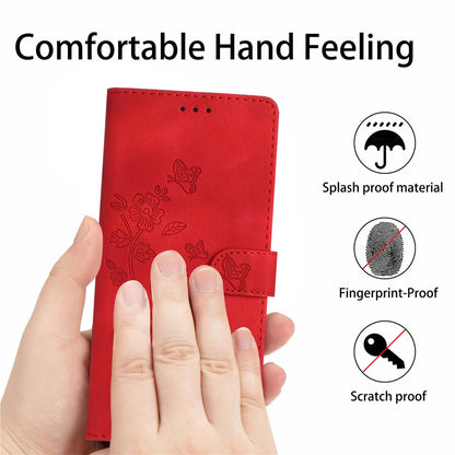 For Redmi K90 Pro Max/Poco F8 Ultra Flower Butterfly Embossing Pattern Leather Phone Case(Red)