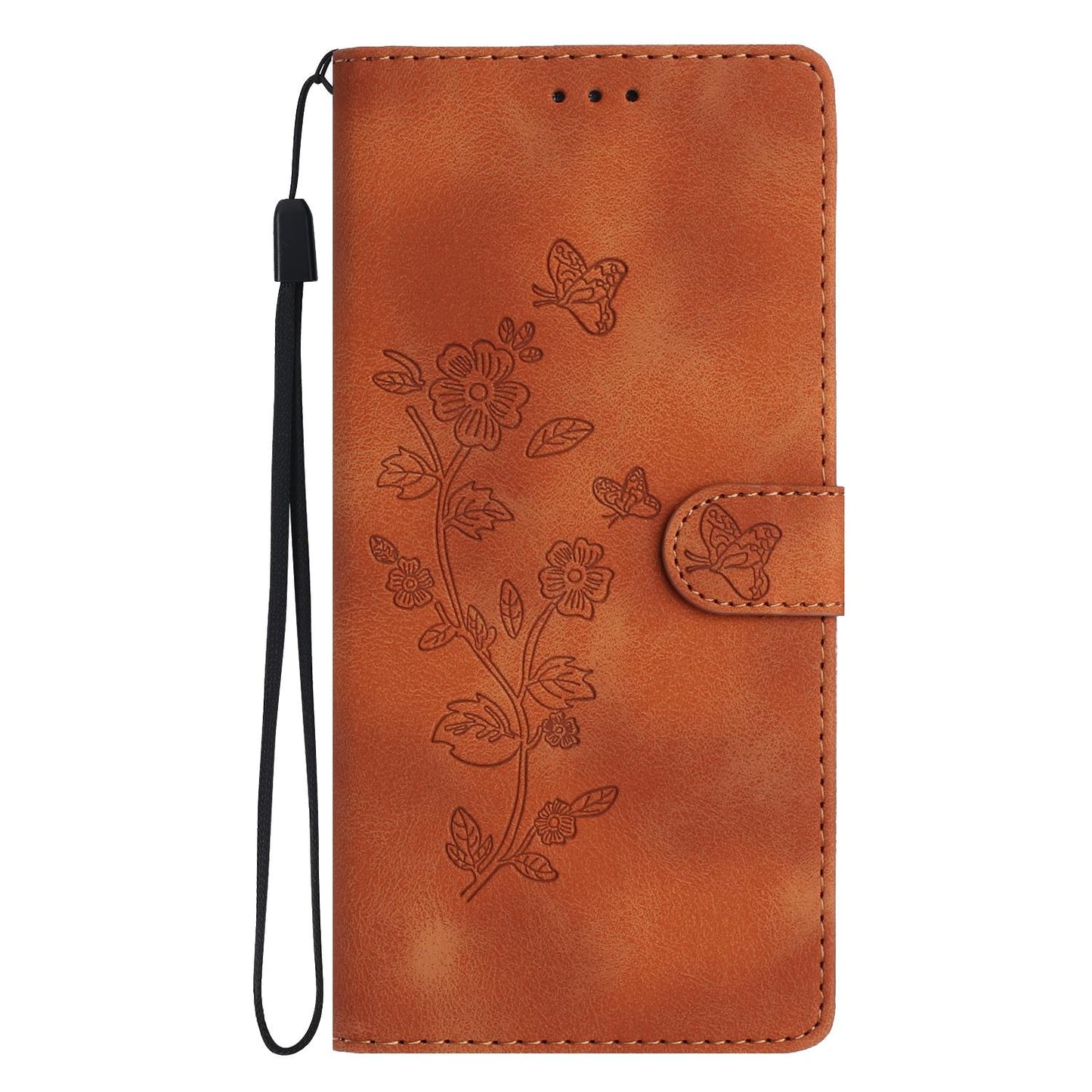 For Redmi K90 Pro Max/Poco F8 Ultra Flower Butterfly Embossing Pattern Leather Phone Case(Brown)