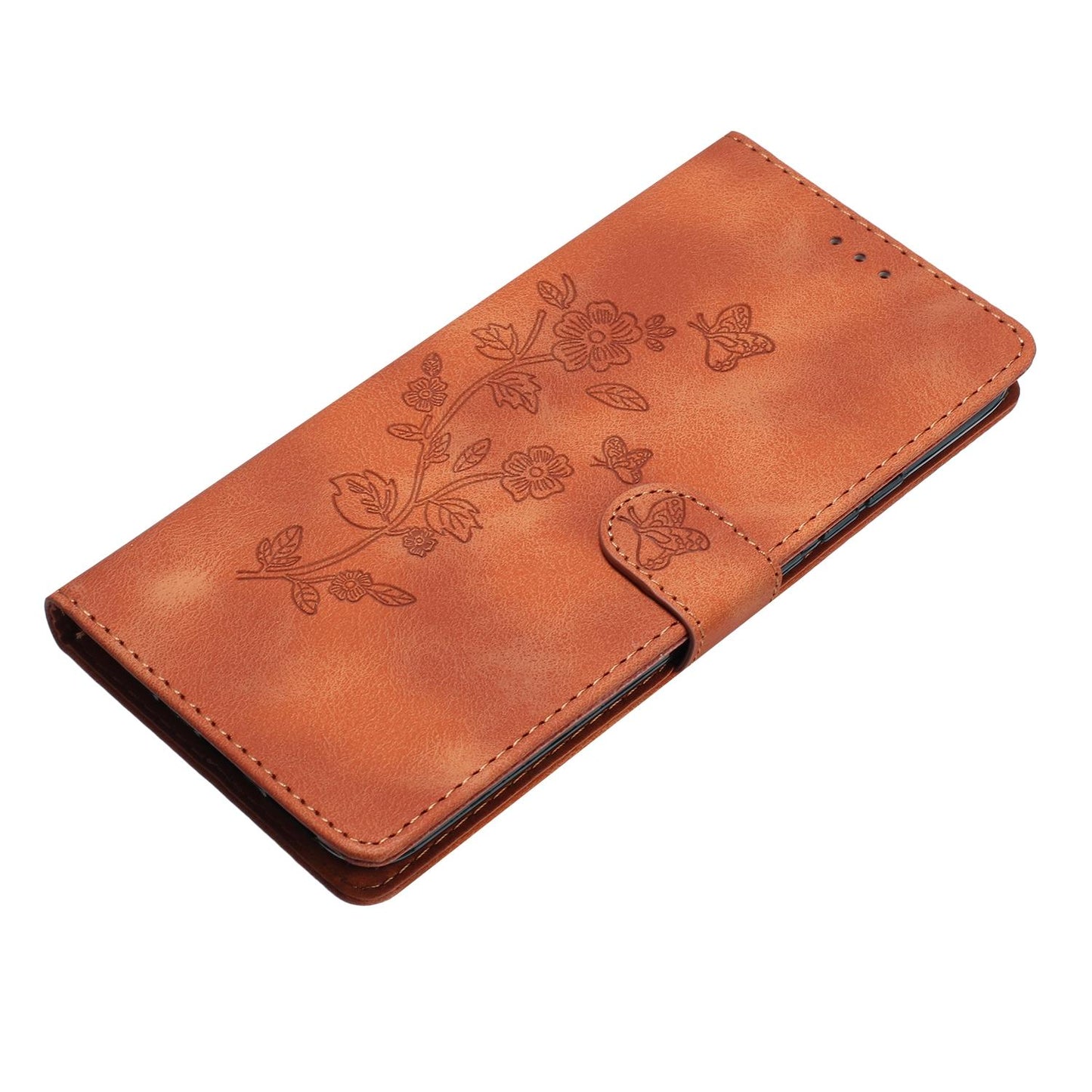 For Redmi K90 Pro Max/Poco F8 Ultra Flower Butterfly Embossing Pattern Leather Phone Case(Brown)