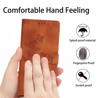 For Redmi K90 Pro Max/Poco F8 Ultra Flower Butterfly Embossing Pattern Leather Phone Case(Brown)