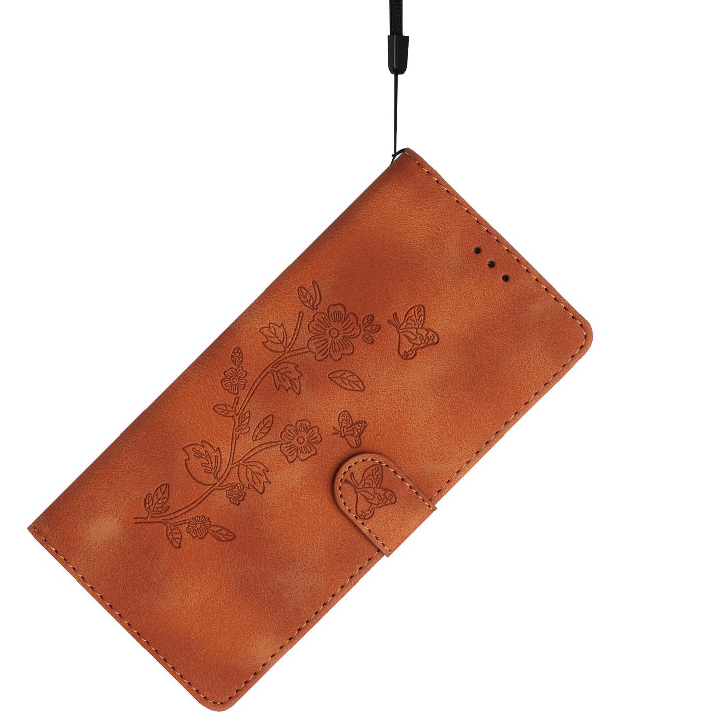 For Redmi K90 Pro Max/Poco F8 Ultra Flower Butterfly Embossing Pattern Leather Phone Case(Brown)