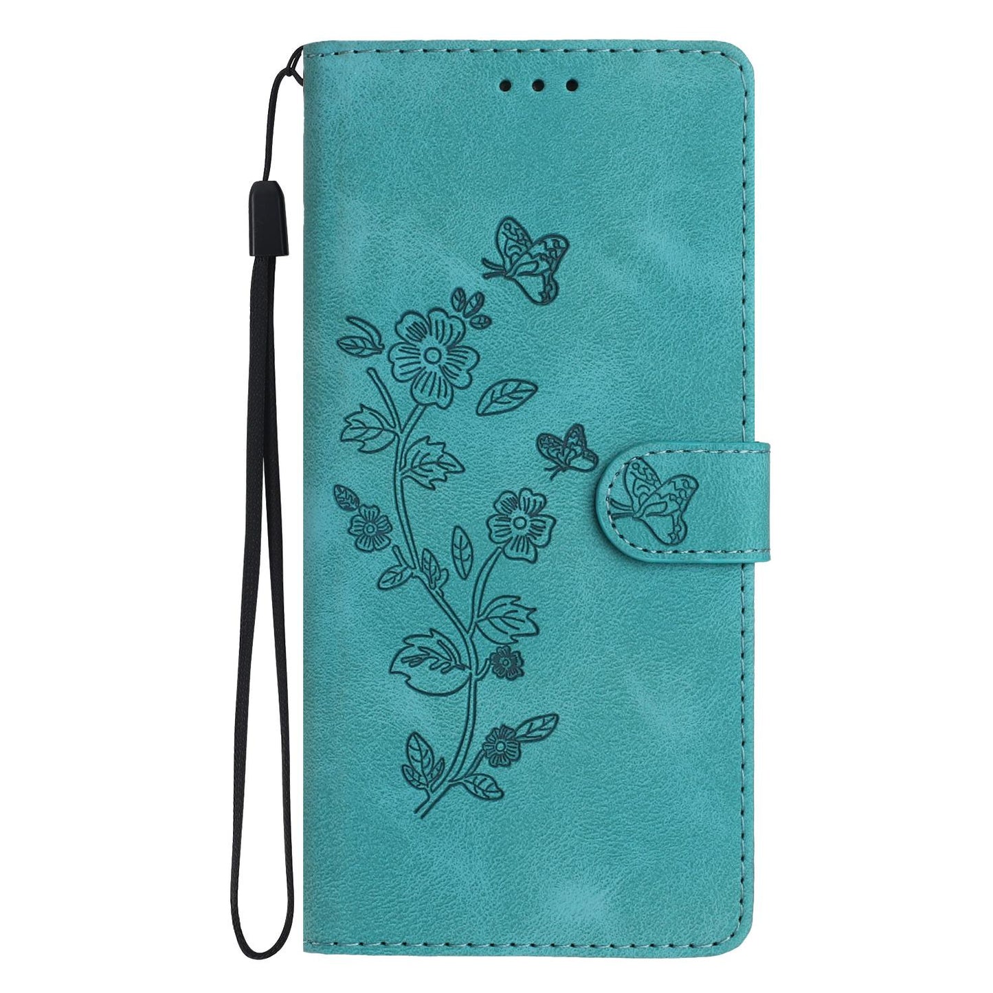 For Redmi K90 Pro Max/Poco F8 Ultra Flower Butterfly Embossing Pattern Leather Phone Case(Sky Blue)