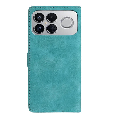 For Redmi K90 Pro Max/Poco F8 Ultra Flower Butterfly Embossing Pattern Leather Phone Case(Sky Blue)