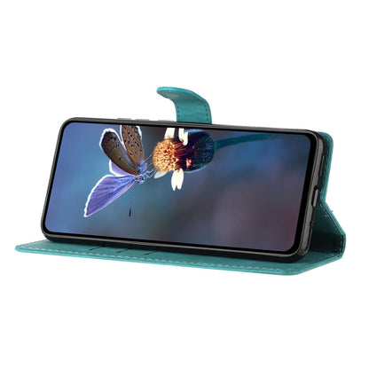 For Redmi K90 Pro Max/Poco F8 Ultra Flower Butterfly Embossing Pattern Leather Phone Case(Sky Blue)