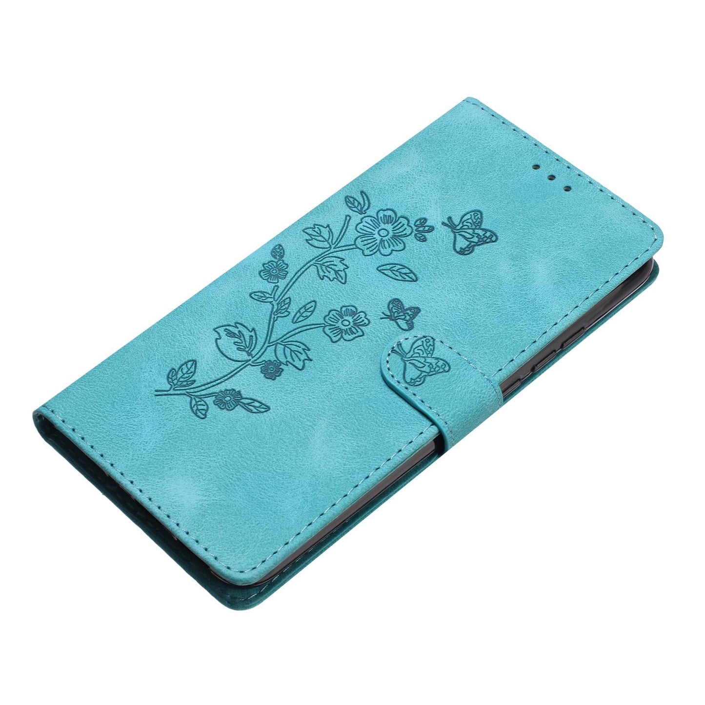For Redmi K90 Pro Max/Poco F8 Ultra Flower Butterfly Embossing Pattern Leather Phone Case(Sky Blue)