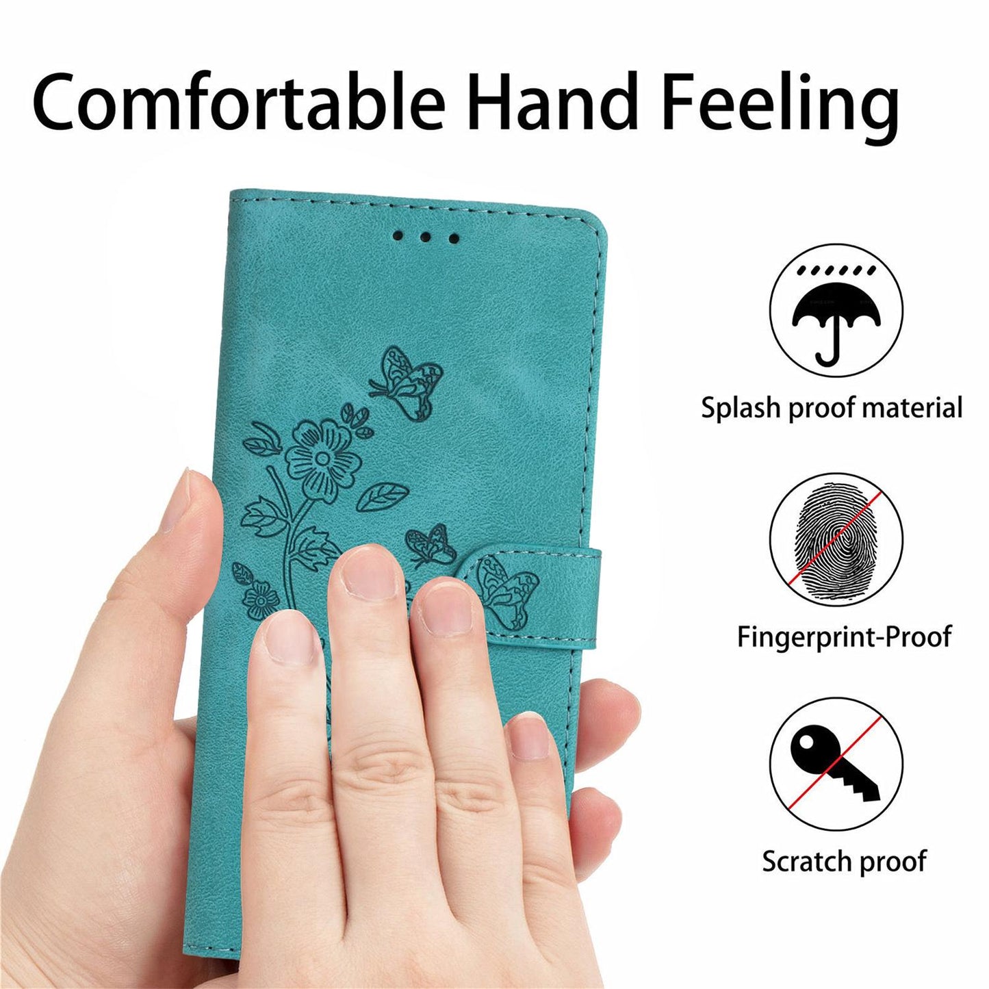 For Redmi K90 Pro Max/Poco F8 Ultra Flower Butterfly Embossing Pattern Leather Phone Case(Sky Blue)