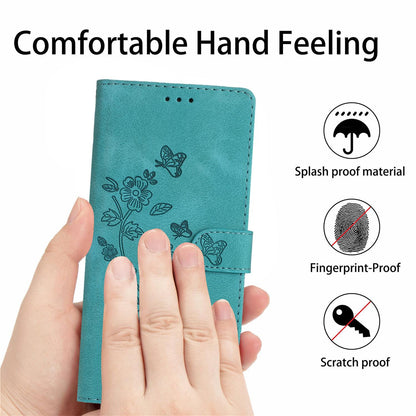 For Redmi K90 Pro Max/Poco F8 Ultra Flower Butterfly Embossing Pattern Leather Phone Case(Sky Blue)