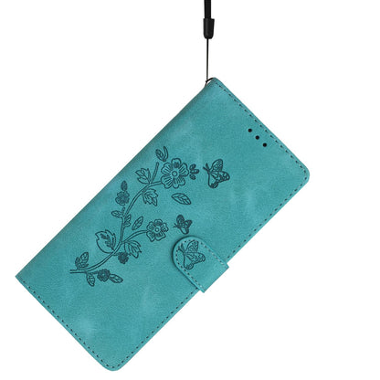 For Redmi K90 Pro Max/Poco F8 Ultra Flower Butterfly Embossing Pattern Leather Phone Case(Sky Blue)