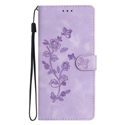 For Redmi K90 Pro Max/Poco F8 Ultra Flower Butterfly Embossing Pattern Leather Phone Case(Purple)