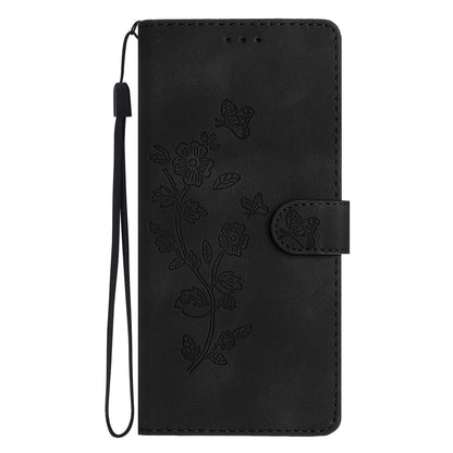 For Redmi K90 Pro Max/Poco F8 Ultra Flower Butterfly Embossing Pattern Leather Phone Case(Black)