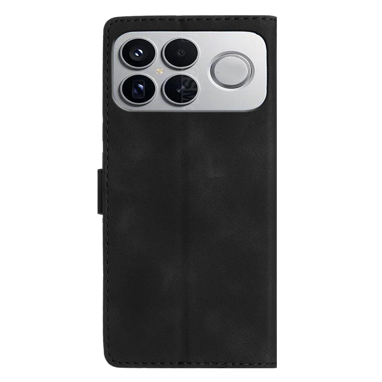 For Redmi K90 Pro Max/Poco F8 Ultra Flower Butterfly Embossing Pattern Leather Phone Case(Black)