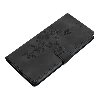 For Redmi K90 Pro Max/Poco F8 Ultra Flower Butterfly Embossing Pattern Leather Phone Case(Black)