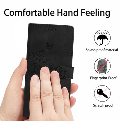 For Redmi K90 Pro Max/Poco F8 Ultra Flower Butterfly Embossing Pattern Leather Phone Case(Black)