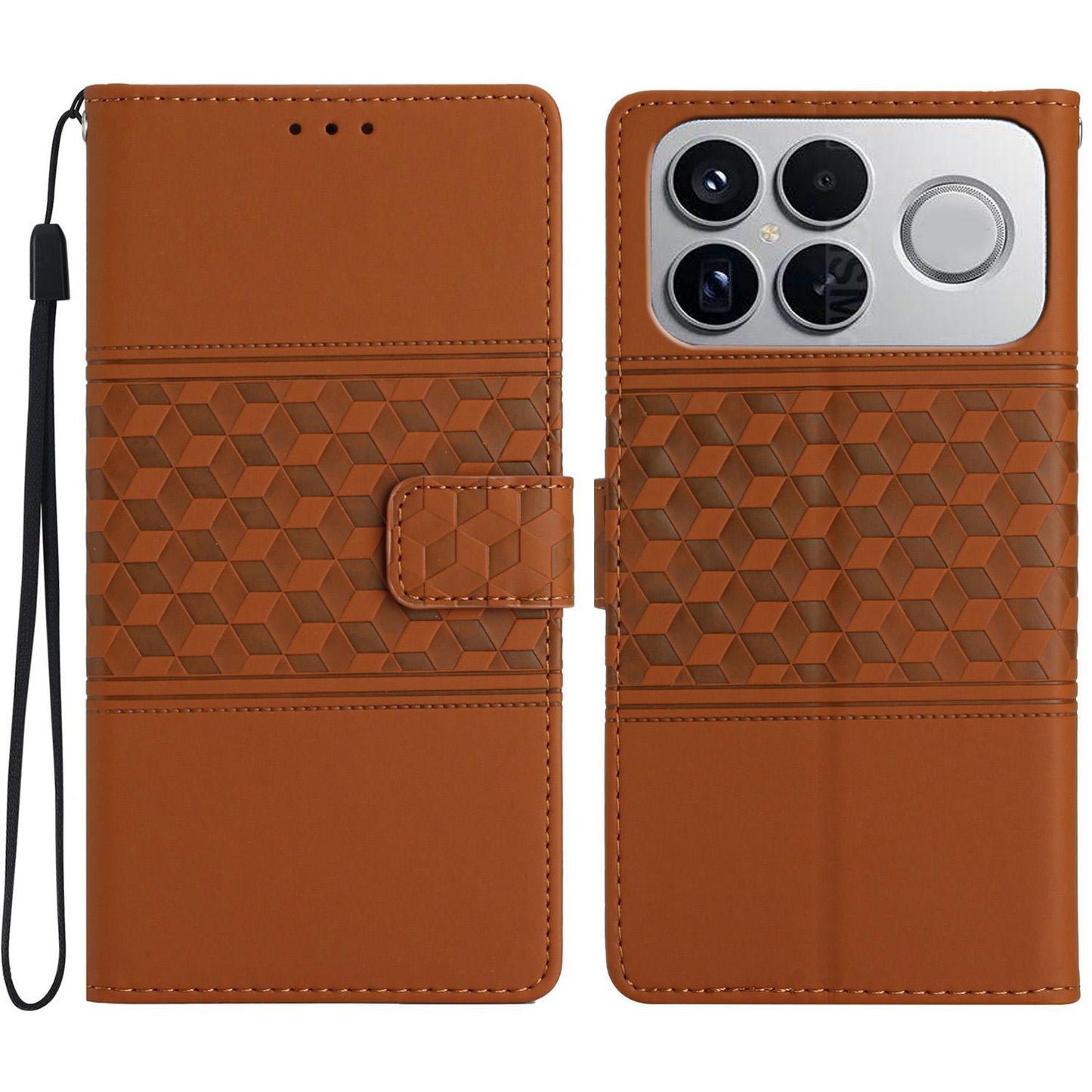 For Redmi K90 Pro Max/Poco F8 Ultra Diamond Embossed Skin Feel Leather Phone Case(Brown)