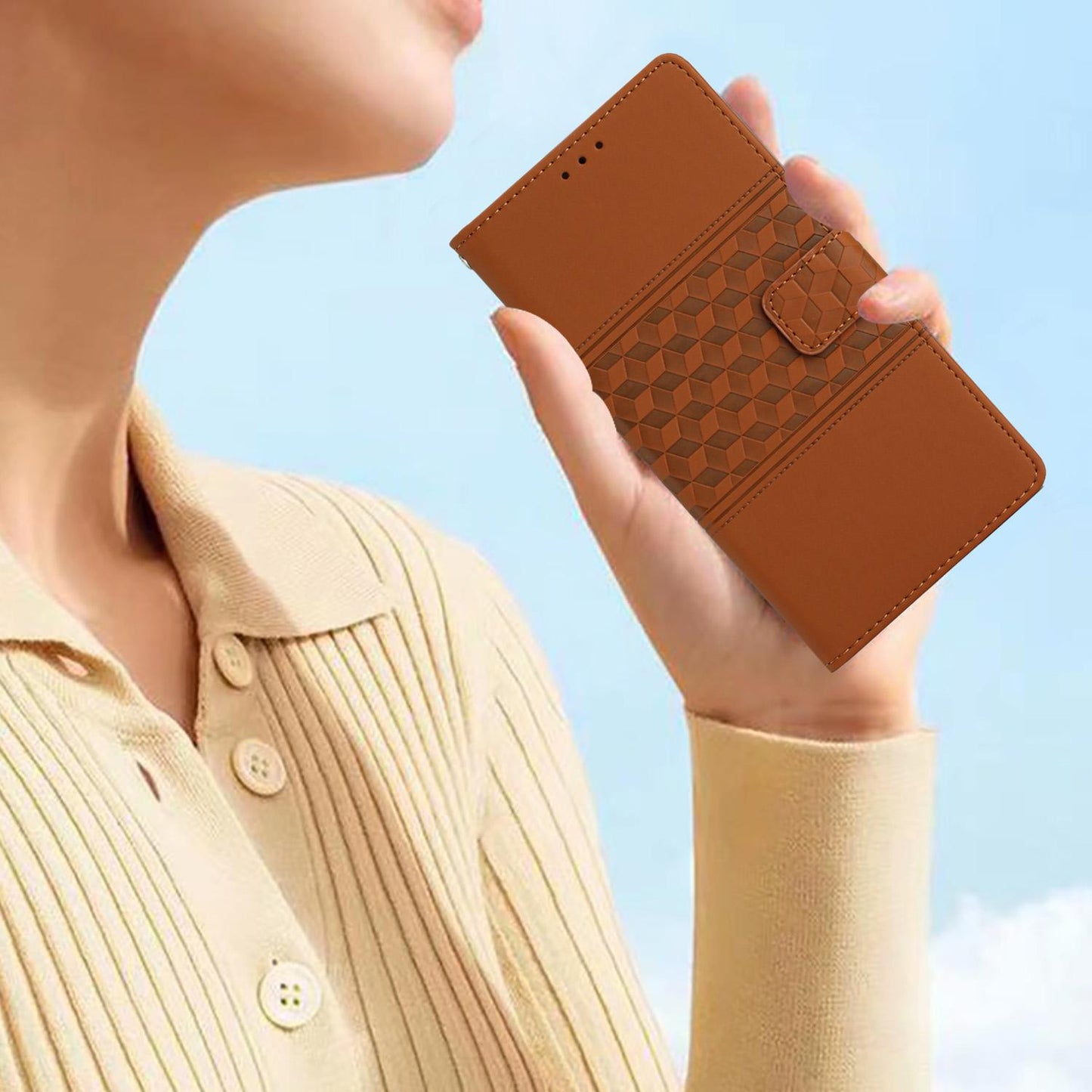 For Redmi K90 Pro Max/Poco F8 Ultra Diamond Embossed Skin Feel Leather Phone Case(Brown)