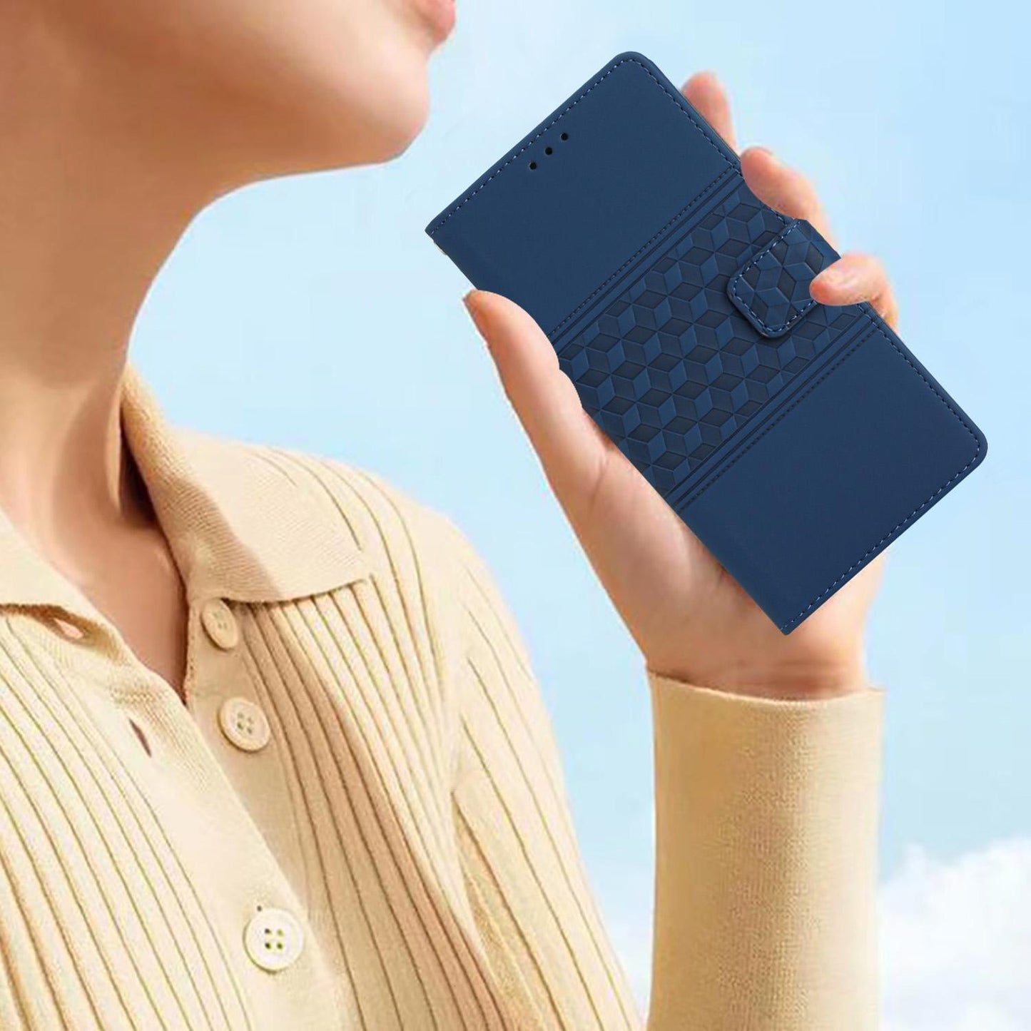 For Redmi K90 Pro Max/Poco F8 Ultra Diamond Embossed Skin Feel Leather Phone Case(Dark Blue)