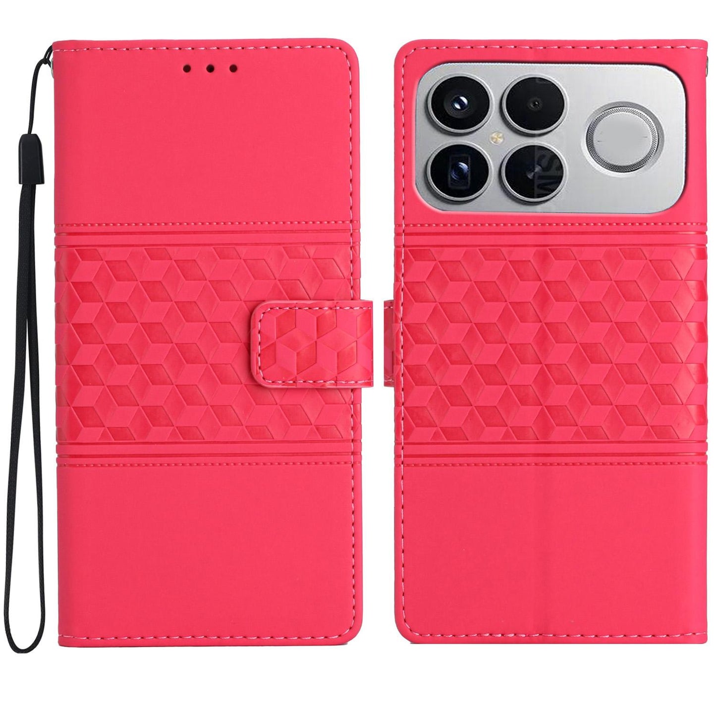 For Redmi K90 Pro Max/Poco F8 Ultra Diamond Embossed Skin Feel Leather Phone Case(Red)