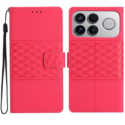 For Redmi K90 Pro Max/Poco F8 Ultra Diamond Embossed Skin Feel Leather Phone Case(Red)