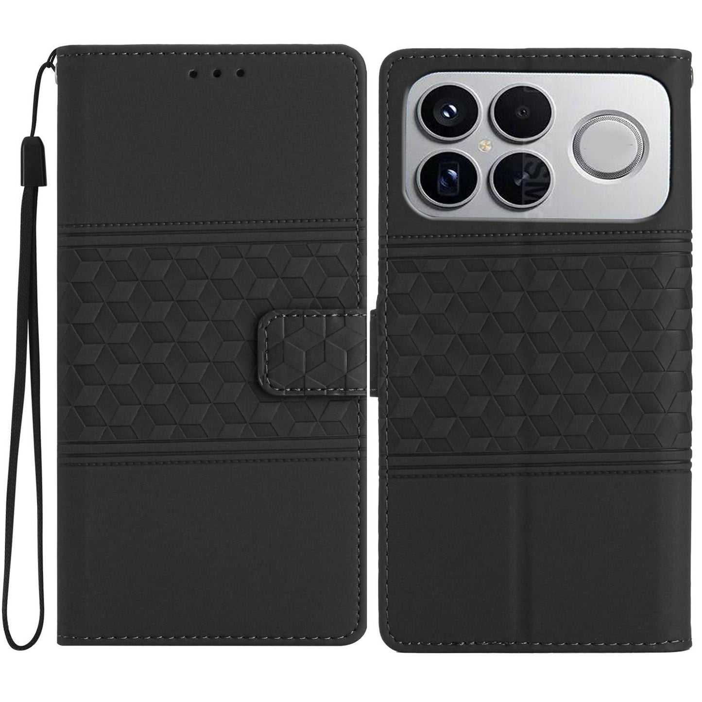 For Redmi K90 Pro Max/Poco F8 Ultra Diamond Embossed Skin Feel Leather Phone Case(Black)