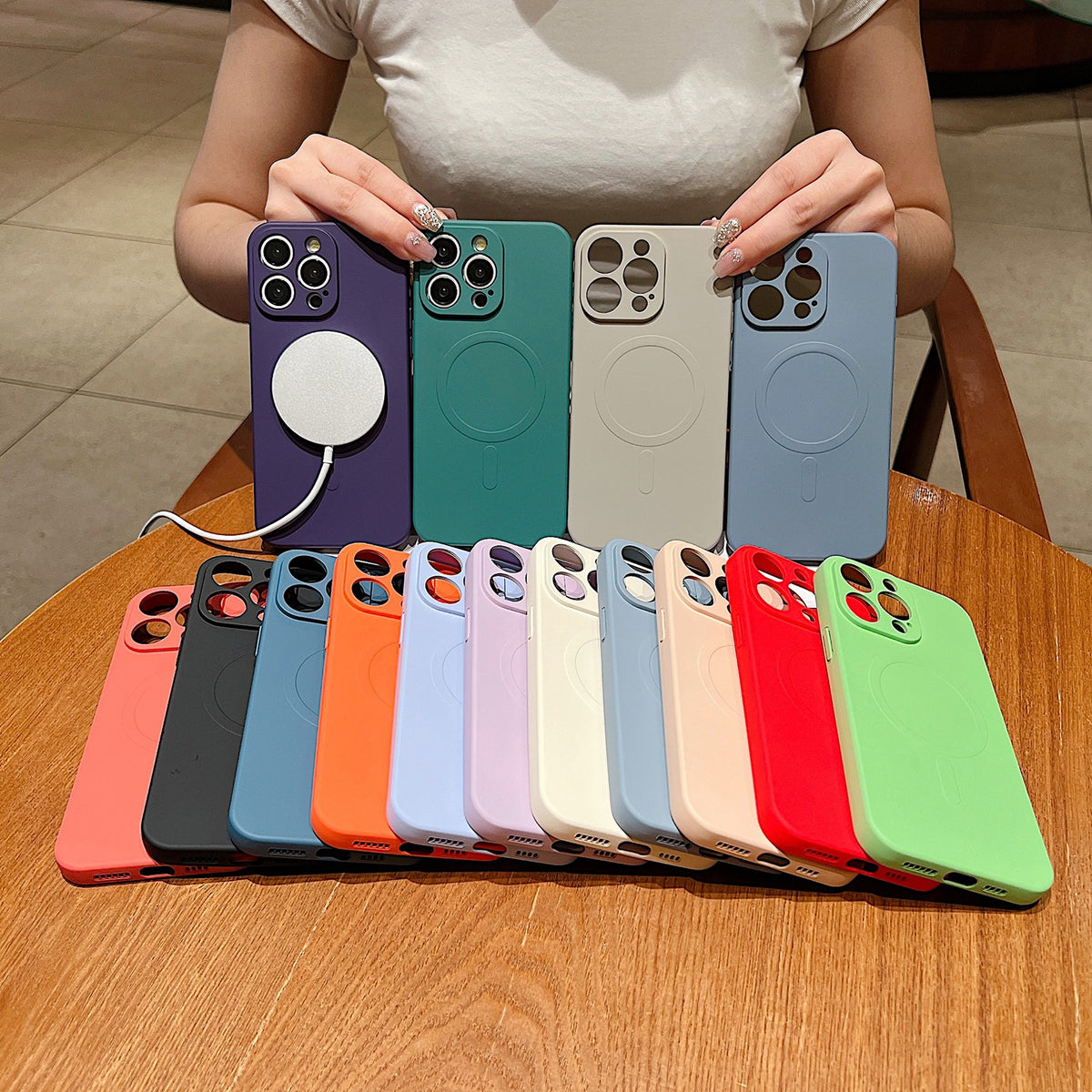 For iPhone 11 Pro Solid Color Liquid Silicone MagSafe Magnetic Phone Case - Plum - EDA007013721P