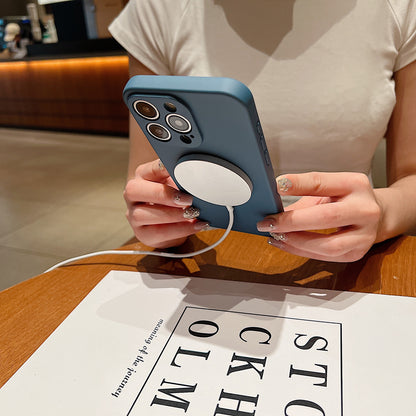 For iPhone 13 Solid Color Liquid Silicone MagSafe Magnetic Phone Case - Plum - EDA007013715P