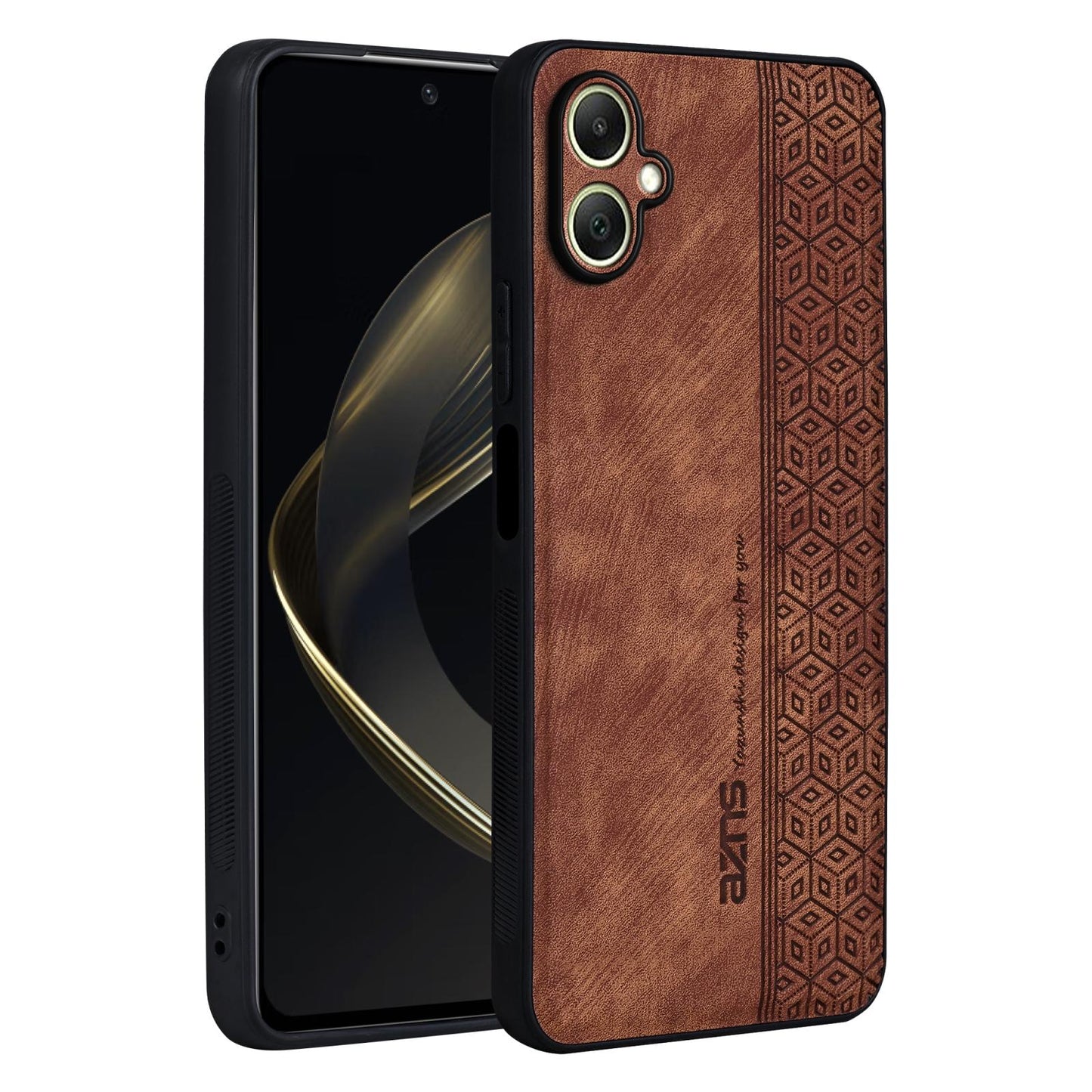 For Galaxy A08 5G / A08 4G AZNS 3D Embossed Skin Feel Phone Case(Brown)