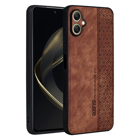 For Galaxy A08 5G / A08 4G AZNS 3D Embossed Skin Feel Phone Case(Brown)