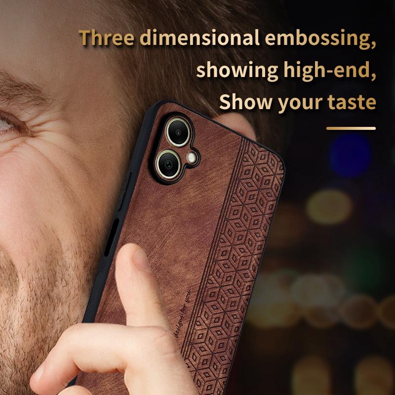 For Galaxy A08 5G / A08 4G AZNS 3D Embossed Skin Feel Phone Case(Brown)