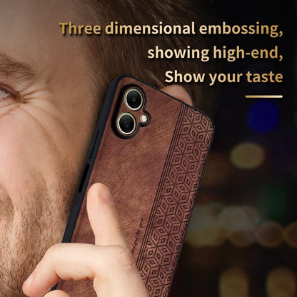 For Galaxy A08 5G / A08 4G AZNS 3D Embossed Skin Feel Phone Case(Brown)