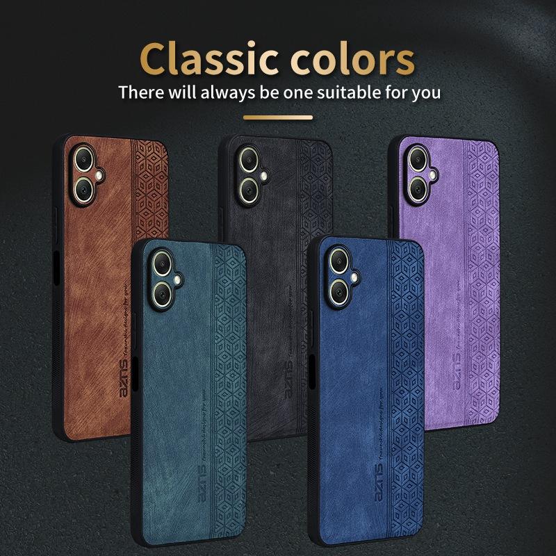 For Galaxy A08 5G / A08 4G AZNS 3D Embossed Skin Feel Phone Case(Brown)