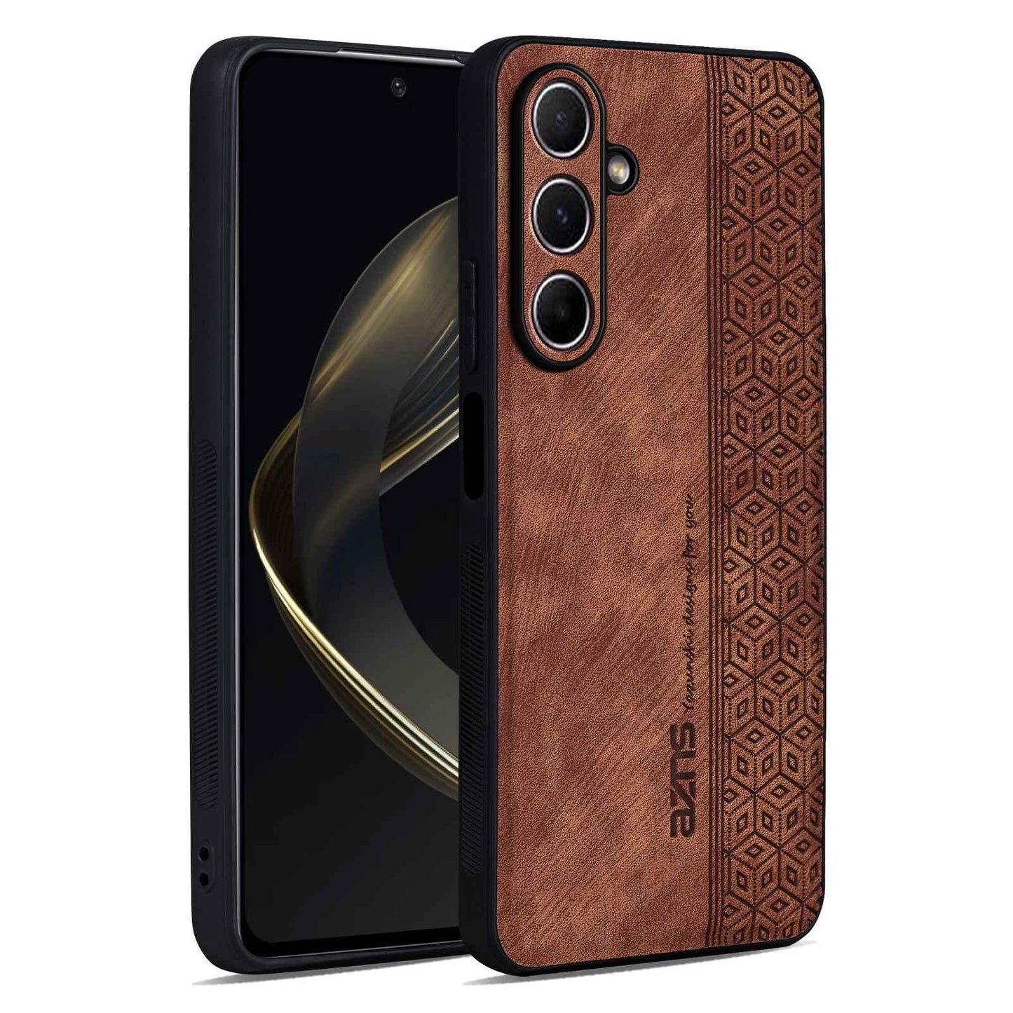 For Galaxy A27 5G AZNS 3D Embossed Skin Feel Phone Case(Brown)