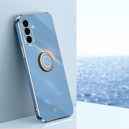 For Galaxy A27 5G XINLI Straight Edge 6D Electroplate TPU Phone Case with Ring Holder - Celestial Blue - EDA007031210E
