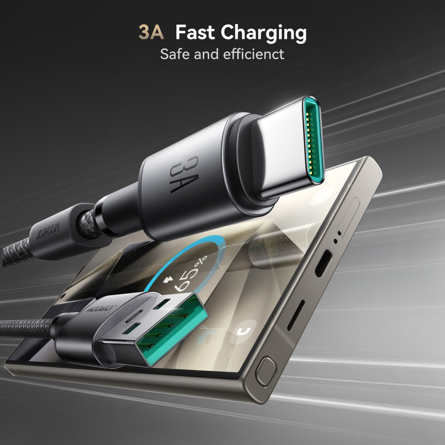 JOYROOM S-A50 3A 480Mbps Fast Charging Data Cable, USB-A to Type-C Cable, Length: 1.2m(Dark Gray)