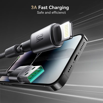 JOYROOM S-A50 3A 480Mbps Fast Charging Data Cable, USB-A to 8 Pin Cable, Length: 1.2m(Dark Gray)