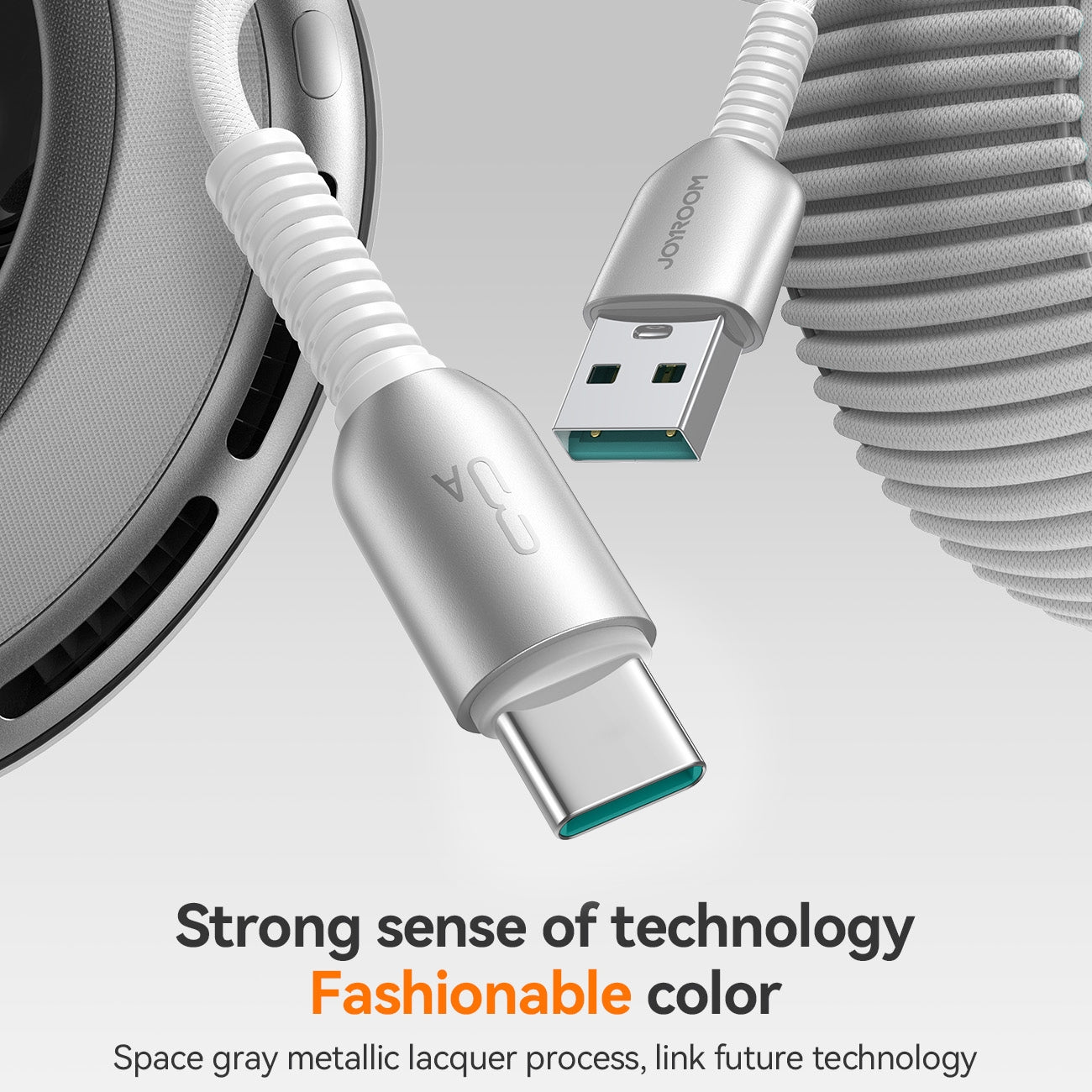 JOYROOM S-A51 Cutting-Edge Series 3A Fast Charging Data Cable, USB-A to Type-C Cable, Length: 1.2m(Light Gray)