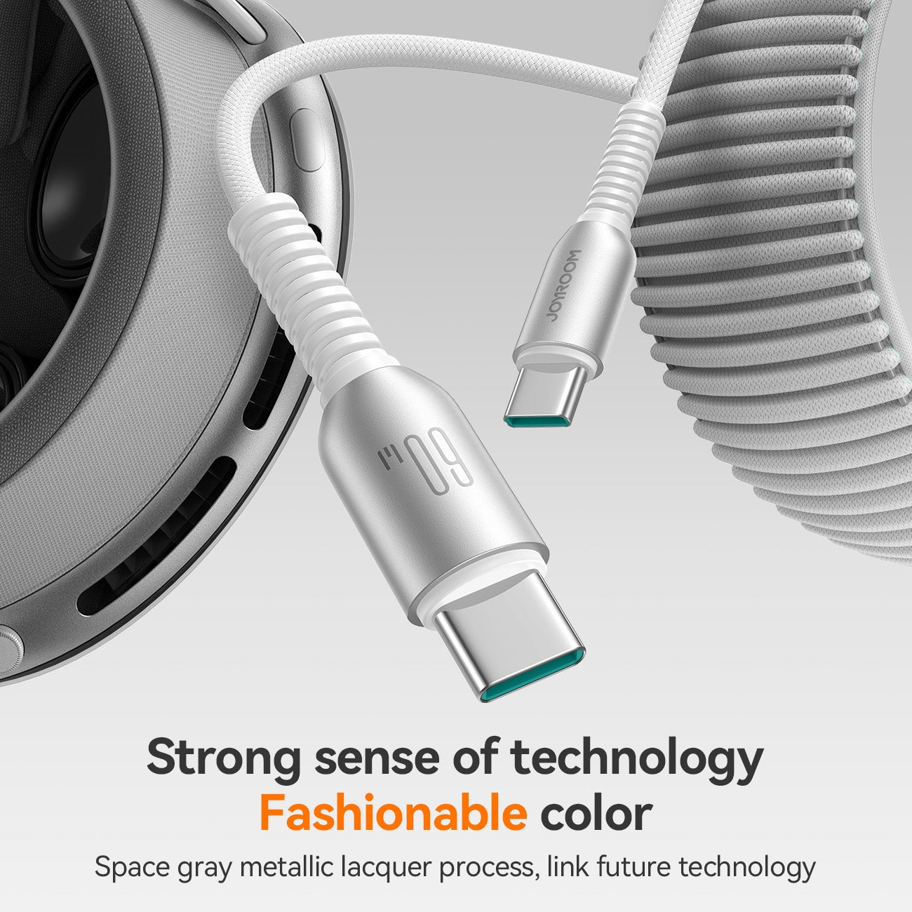 JOYROOM S-A51 Cutting-Edge Series 3A Fast Charging Data Cable, Type-C to Type-C Cable, Length: 1.2m(Light Gray)
