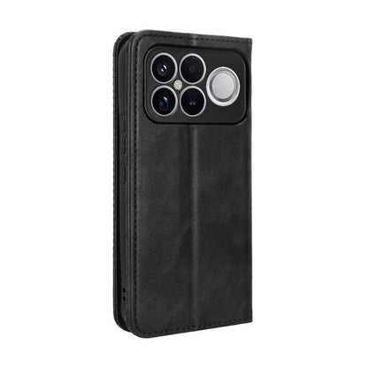 For Redmi K90 Pro Max 5G / Poco F8 Ultra Magnetic Buckle Retro Texture Leather Phone Case(Black)