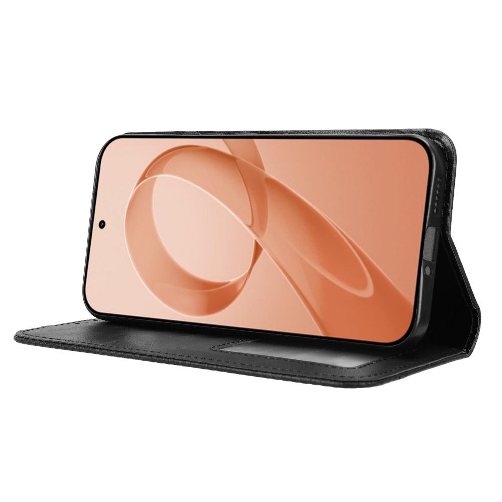 For Redmi K90 Pro Max 5G / Poco F8 Ultra Magnetic Buckle Retro Texture Leather Phone Case(Black)