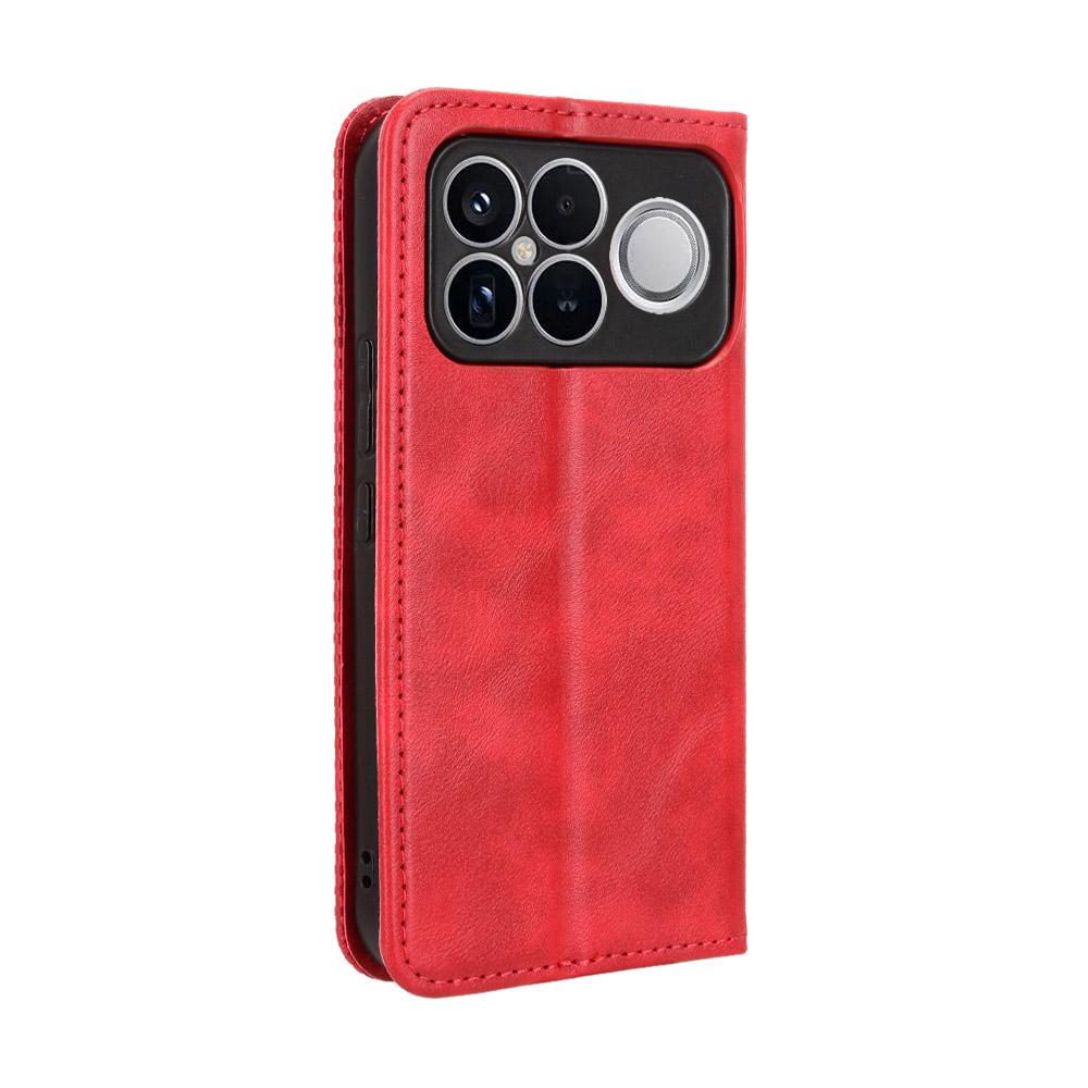 For Redmi K90 Pro Max 5G / Poco F8 Ultra Magnetic Buckle Retro Texture Leather Phone Case(Red)