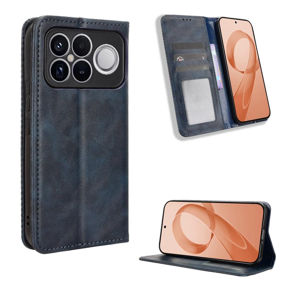 For Redmi K90 Pro Max 5G / Poco F8 Ultra Magnetic Buckle Retro Texture Leather Phone Case(Blue)