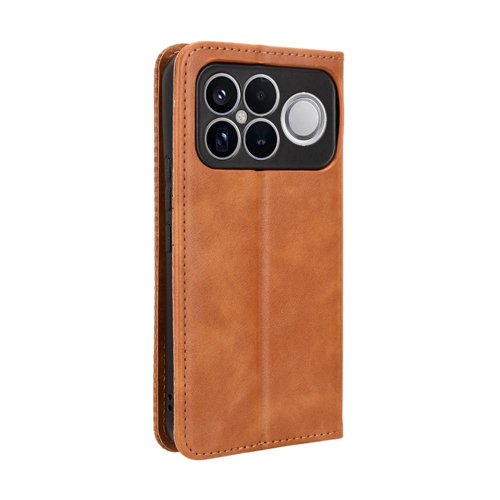 For Redmi K90 Pro Max 5G / Poco F8 Ultra Magnetic Buckle Retro Texture Leather Phone Case(Brown)