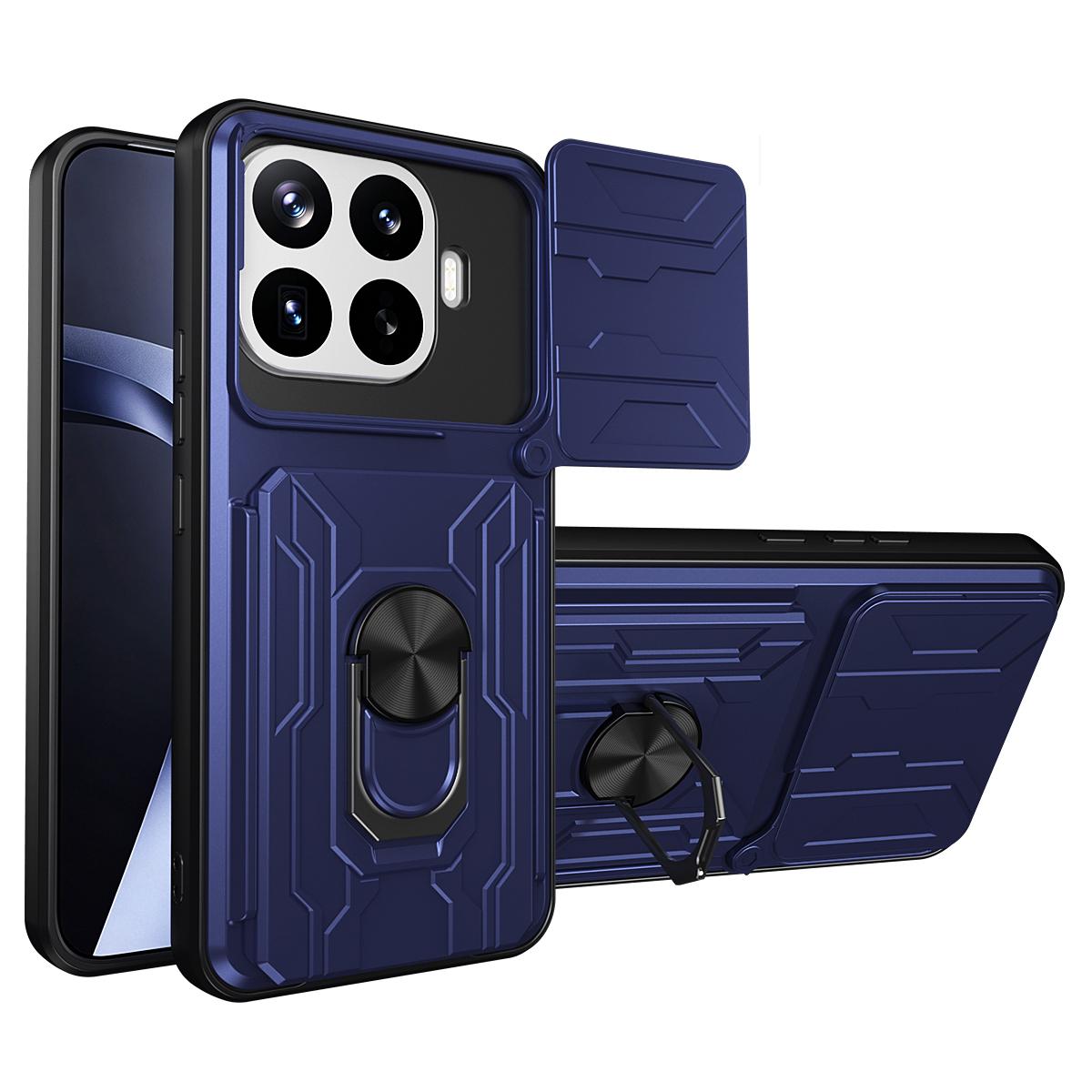 For Xiaomi 17T Pro 5G Sliding Camshield TPU+PC Phone Case with Card Slot - Blue - EDA007054208A
