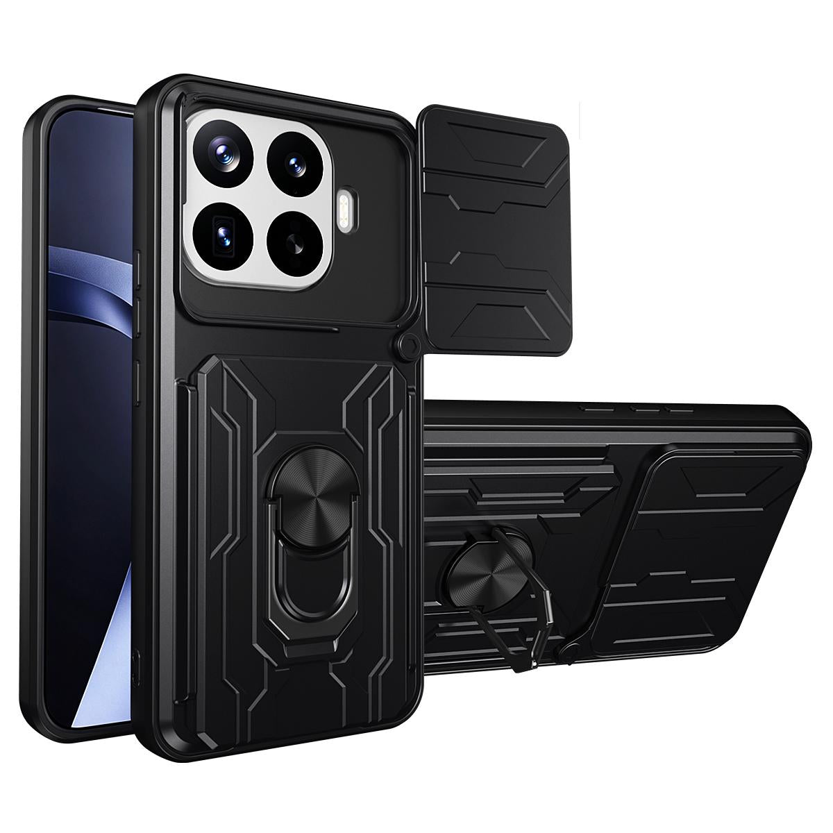 For Xiaomi 17T Pro 5G Sliding Camshield TPU+PC Phone Case with Card Slot - Black - EDA007054208B