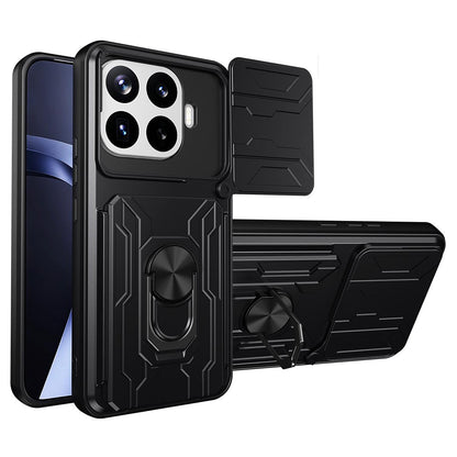 For Xiaomi 17T Pro 5G Sliding Camshield TPU+PC Phone Case with Card Slot - Black - EDA007054208B
