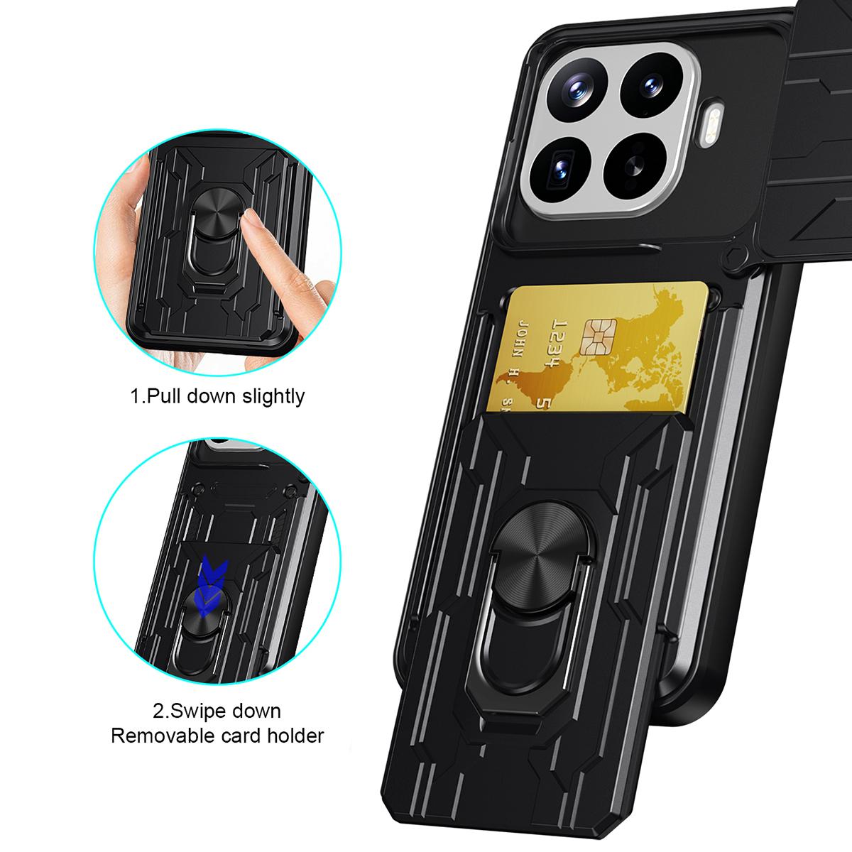 For Xiaomi 17T Pro 5G Sliding Camshield TPU+PC Phone Case with Card Slot - Red - EDA007054208C