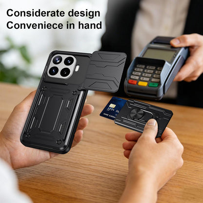 For Xiaomi 17T Pro 5G Sliding Camshield TPU+PC Phone Case with Card Slot - Red - EDA007054208C