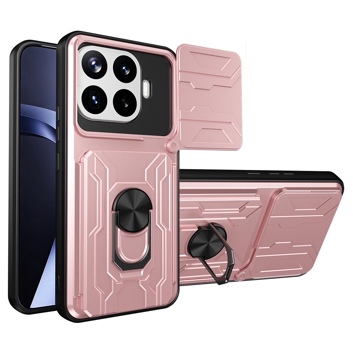 For Xiaomi 17T Pro 5G Sliding Camshield TPU+PC Phone Case with Card Slot - Rose Gold - EDA007054208D