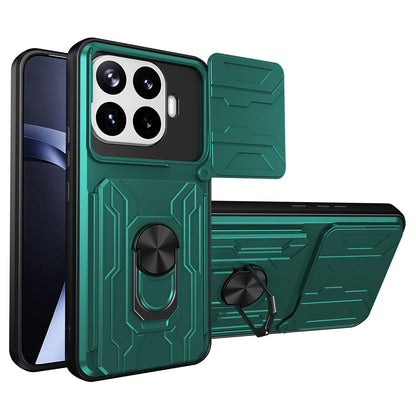 For Xiaomi 17T Pro 5G Sliding Camshield TPU+PC Phone Case with Card Slot - Dark Green - EDA007054208E